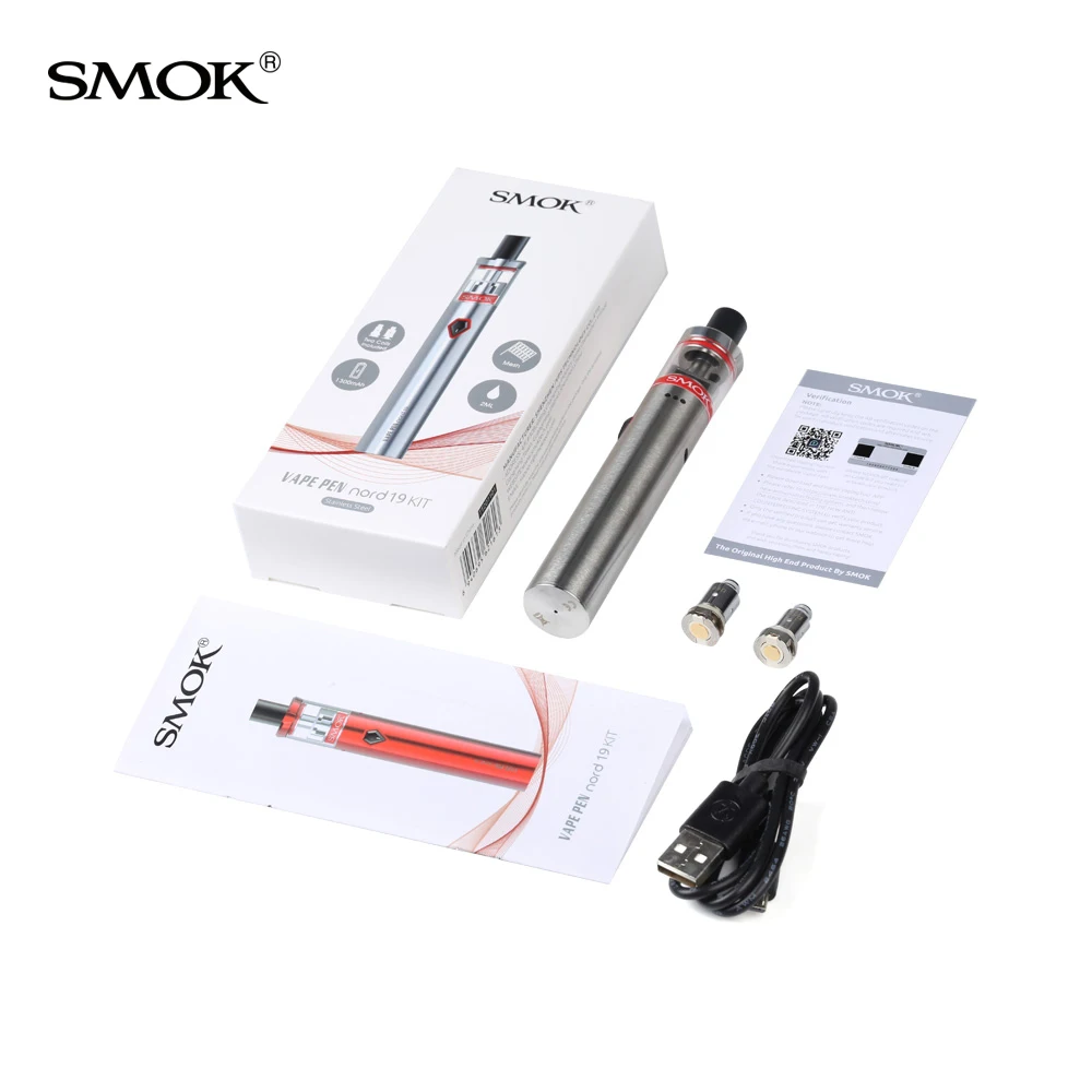 Smok Vape pen Nord 19 Pen Kit 1300 мАч аккумулятор 2 мл Capcity Mesh Coil Vs 22 электронная сигарета
