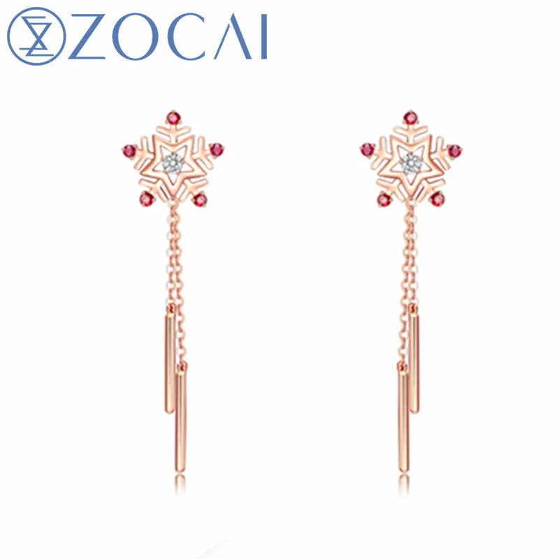

ZOCAI Design Earrings 0.10 CT Certified Red Ruby with 0.08 CT certified Diamond Stud Earrings 18K Rose Gold (Au750) TGE80181T_1