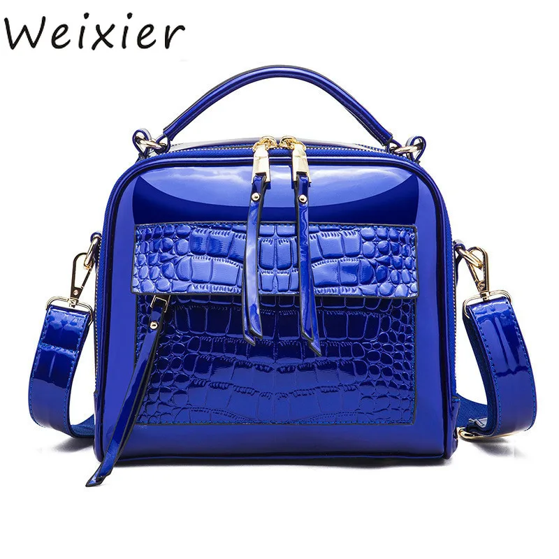 

WEIXIER 2019 Women Bag Patent Leather Handbag Shoulder Messenger Bags for Women 2018 Brand Designer Freya Safi Sac a Main V3-09