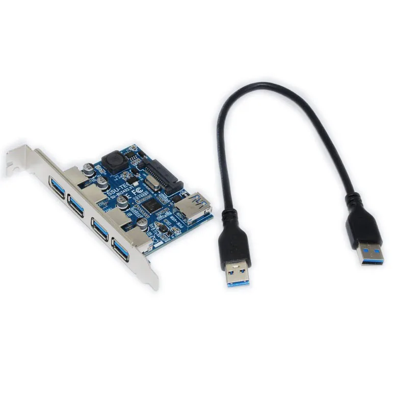 4 порта USB 3 0 концентратор адаптер PCI-E 1X к USB3.0 карта PCI Express расширения с 30 см кабель 5