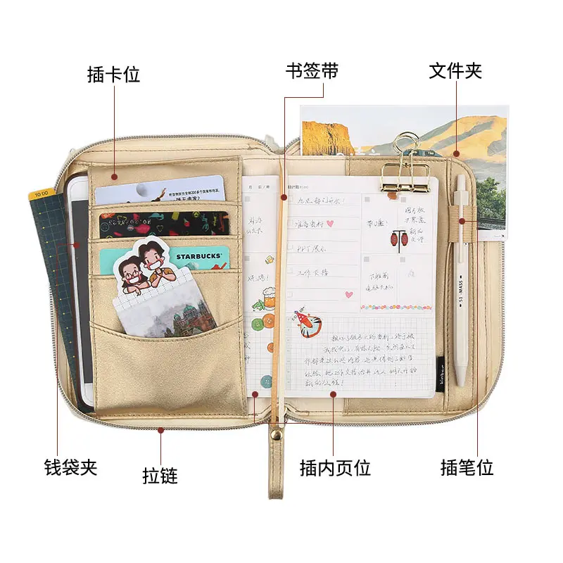 

Yiwi A6 Kinbor Hobo Style 3D White Butterfly Zip Bag Planner Creative Diary Notebook With Year Monthly Grid Filler Pages