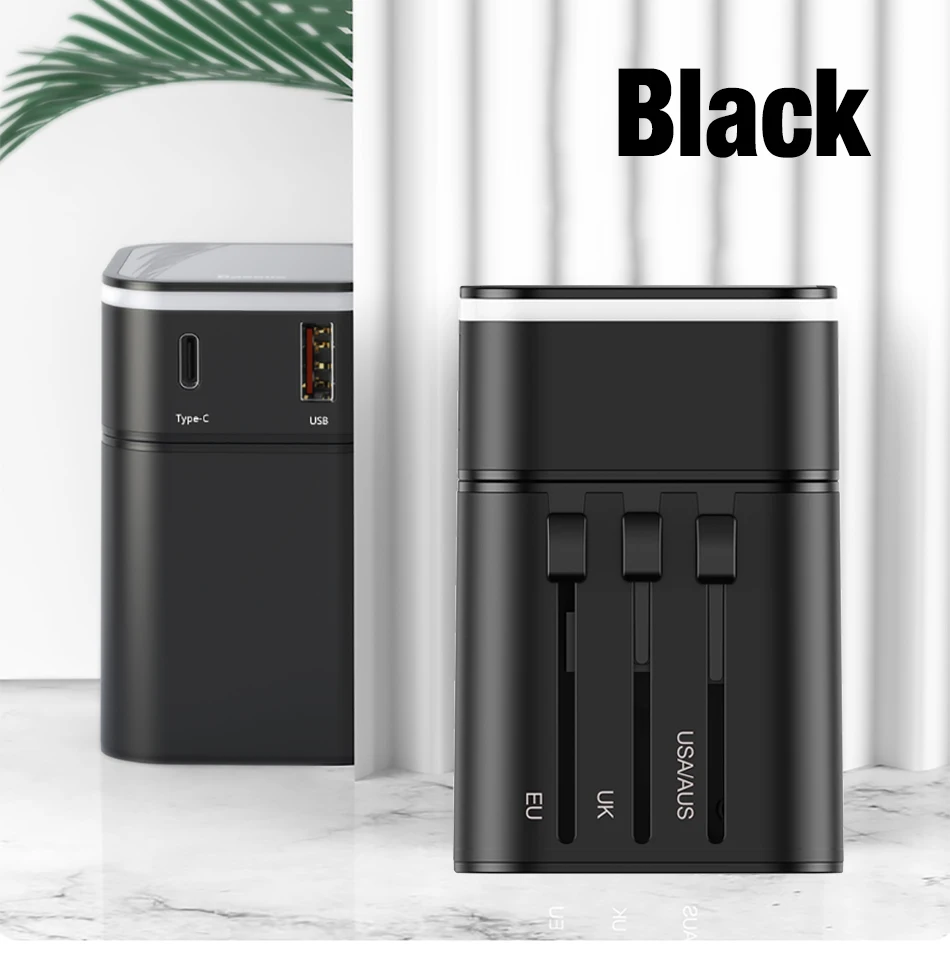 Baseus Quick Charge 3,0, зарядное устройство USB для путешествий, адаптер питания PD QC3.0, быстрая зарядка, настенная розетка для Великобритании/ЕС/Австралии/США - Цвет: Черный