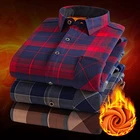 Мужская теплая фланелевая рубашка в клетку, хлопковая Повседневная приталенная рубашка с длинными рукавами, для работы, на зиму