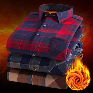 Мужская теплая фланелевая рубашка в клетку, хлопковая Повседневная приталенная рубашка с длинными рукавами, для работы, на зиму