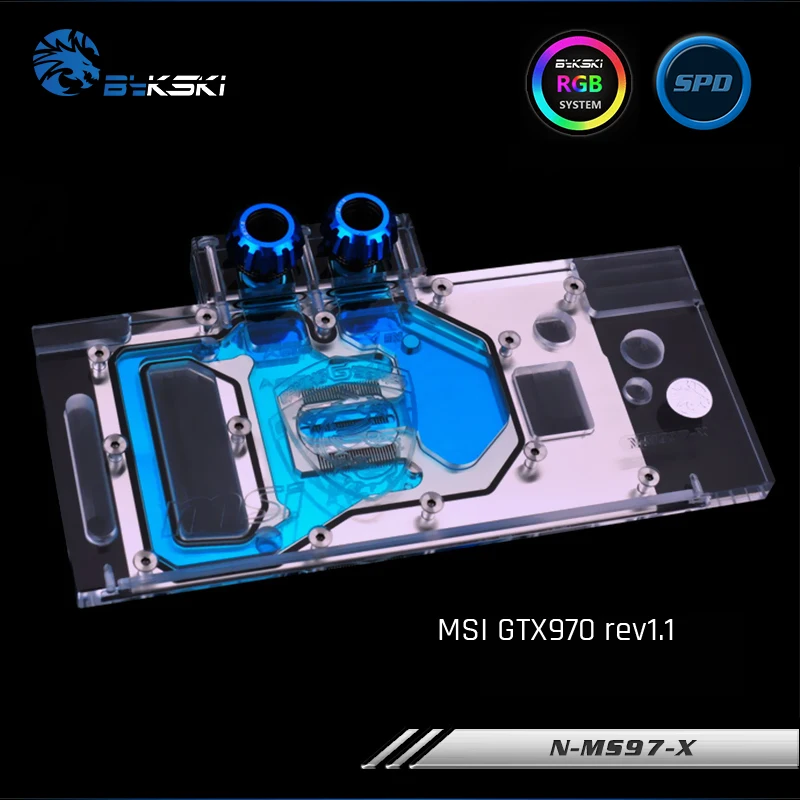 Bykski N MS97 X полноэкранная Графическая карта блок водяного охлаждения RGB/RBW для MSI GTX970