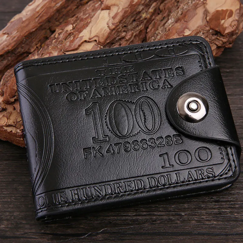 Мужской кошелек BS88 винтажный короткий с узором в долларах|Мужские кошельки| |