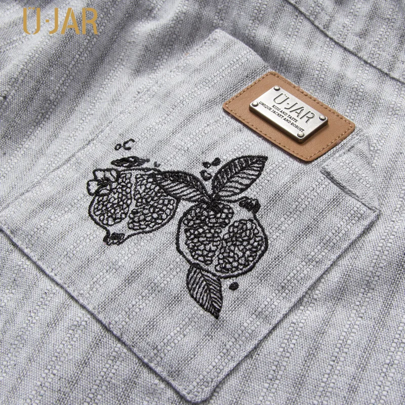 Ujar детей Летняя Новинка 2017 г. вышивка по колено повседневные штаны в полоску для