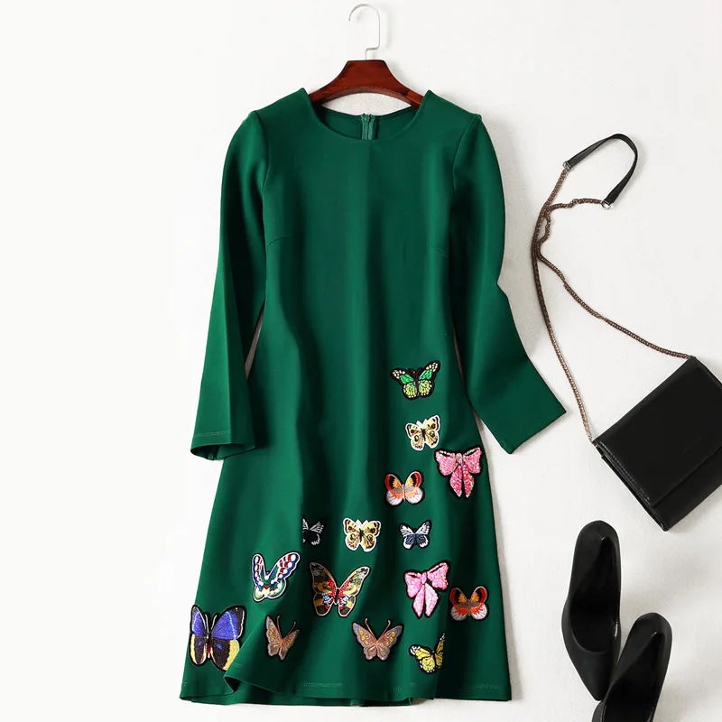 Embroidery winter dress 2017 new high quality spring Clothing Elegant O-Neck Retro party Dress S XL Casual fashion Women dresses | Женская