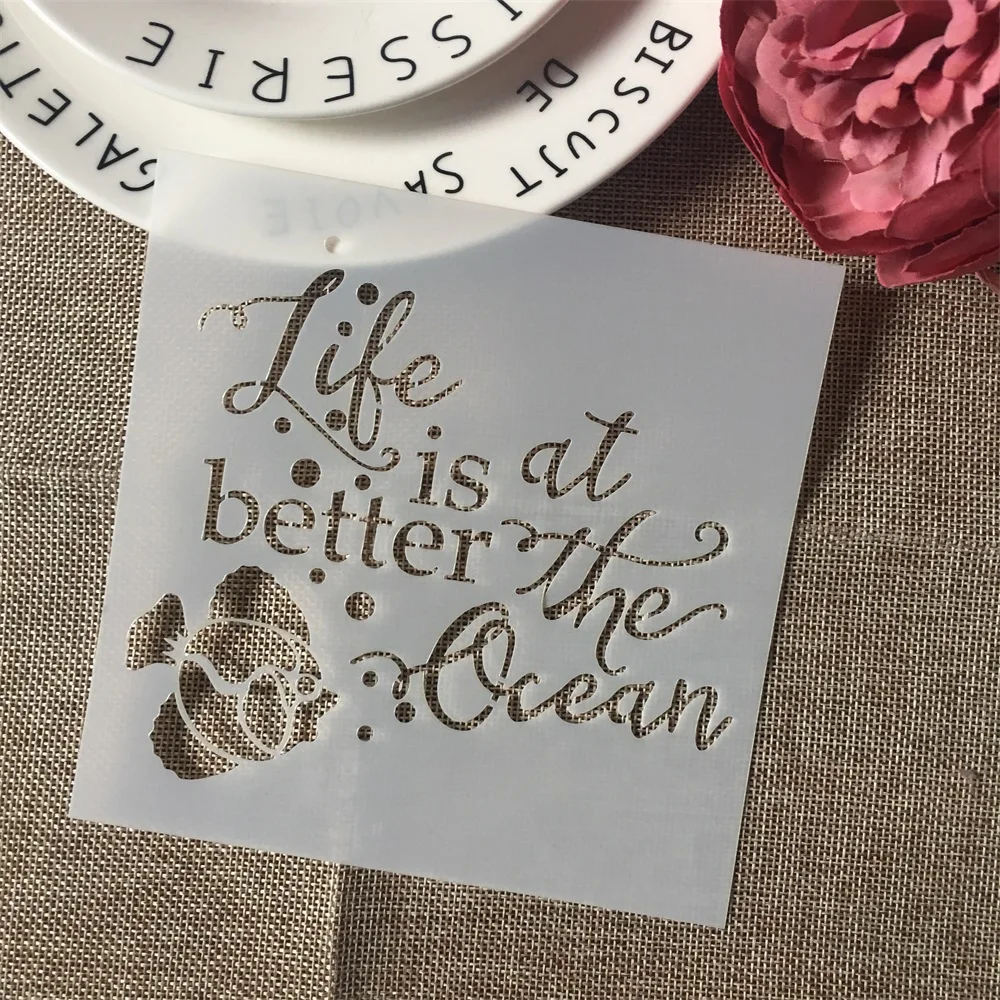 

1Pcs 15cm 5.9" Life words Fish DIY Layering Stencils Wall Painting Scrapbook Coloring Embossing Album Decorative Paper Template