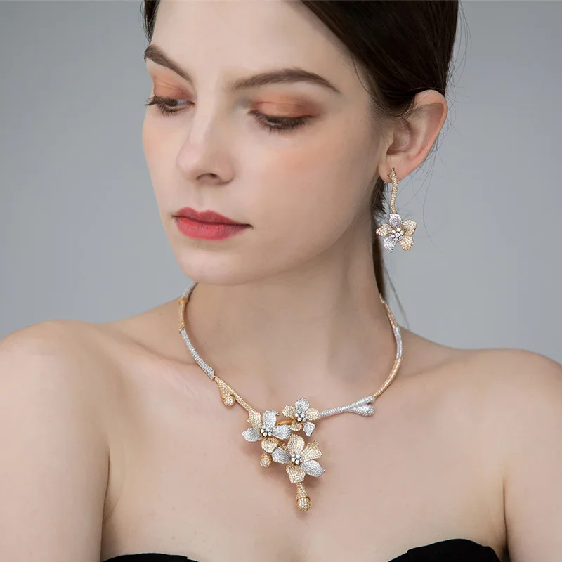 MECHOSEN изысканный женский свадебный комплект ювелирных изделий Ожерелье Серьги