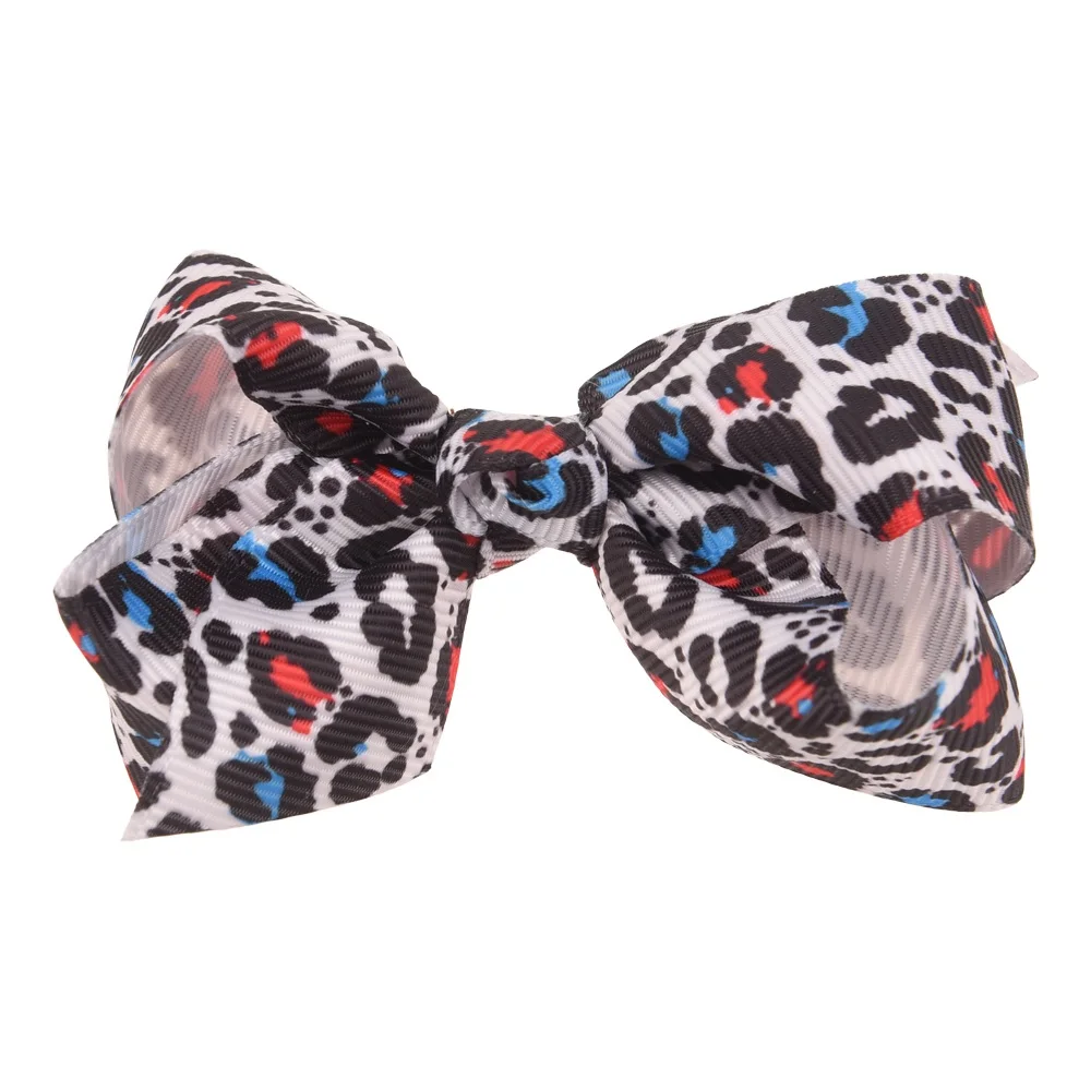 K 16 шт. 2,7 дюймов Leopard банты с принтом для волос Зебра лук милые волосы AccessoriesHair цветок BowsHair зажимы или нет заколка - Цвет: K