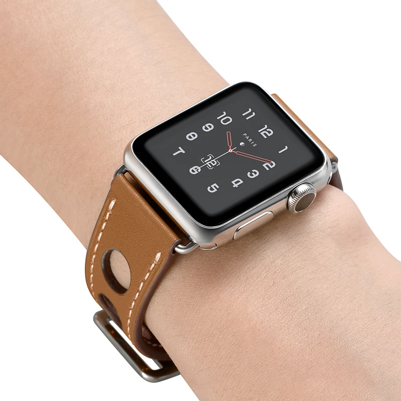 Ремешок из натуральной кожи для apple watch 6 band 44 мм 40 42 38 прочный и долговечный