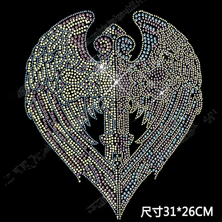 

Super shiny angel wings rhinestone applique hot fix rhinestone transfers iron on crystal transfers design for shirt coat bag