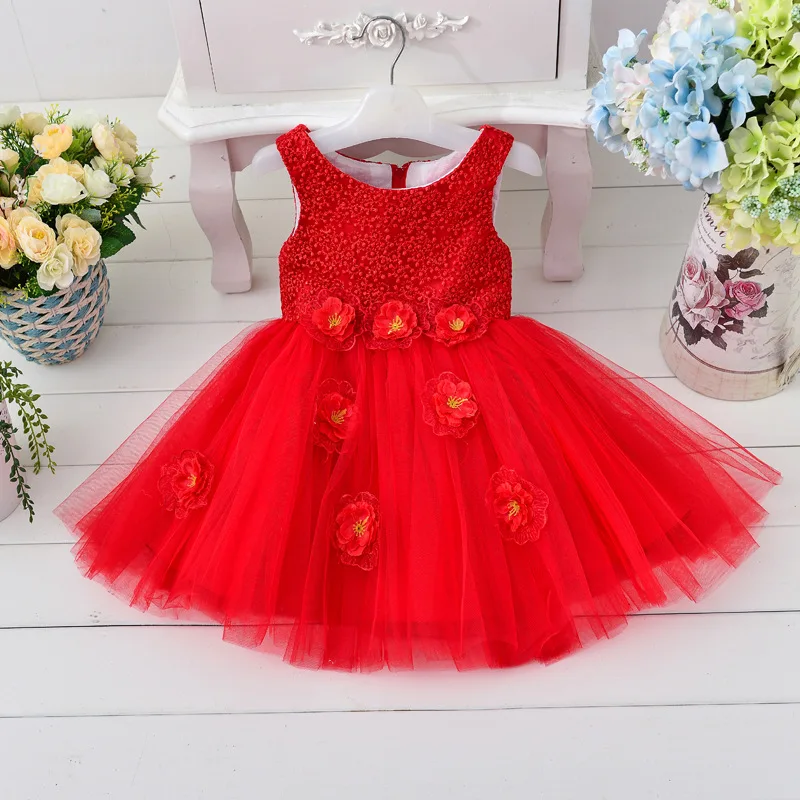 Samgami детские дети без рукавов цветок принцесса платье девушки с аппликацией для