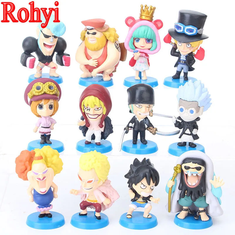 12Pcs/lot Rohyi 6cm Anime One Piece Luffy Sabo Shanks Lucci Crocodile Moria Buggy Enel PVC Action Figures Collectible Model Toys