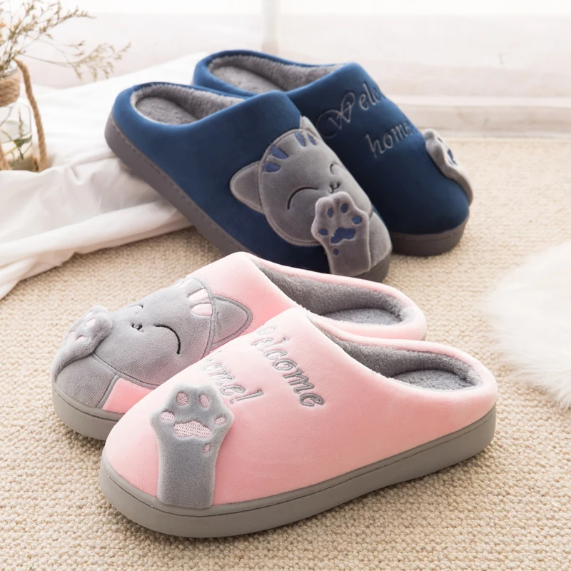 Детские тапочки с милым рисунком мягкие домашние теплая хлопковая обувь женские