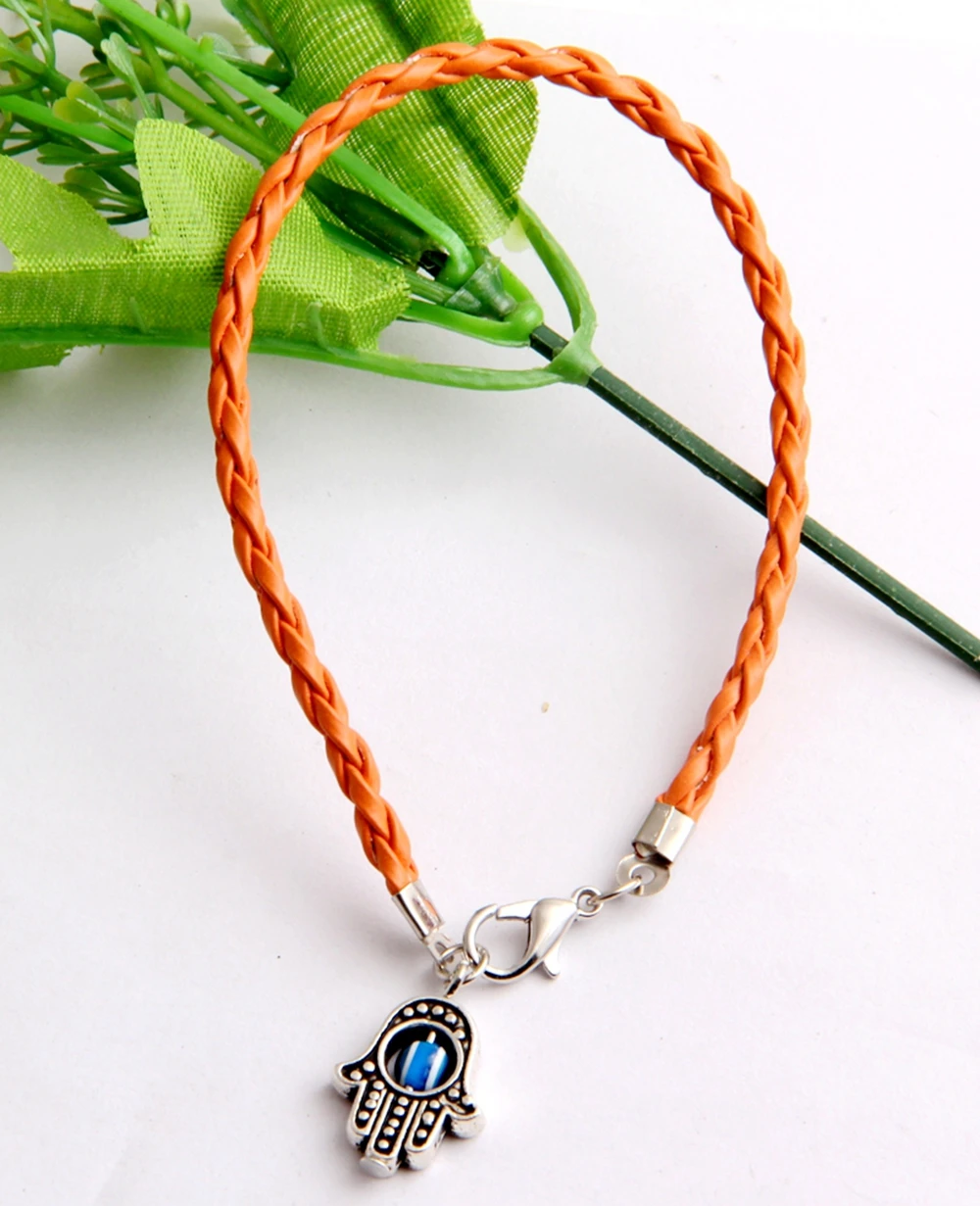 Оптовая продажа 10 шт Оранжевые Браслеты Хамса ручные браслеты счастливые