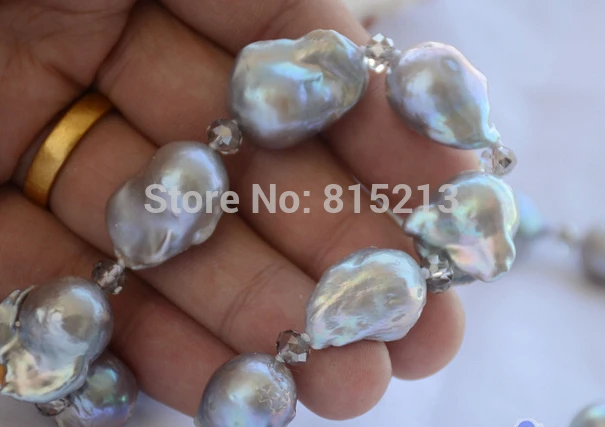 Ddh001450 серое ожерелье с кристаллами в стиле барокко REBORN PEARL|crystal necklace|necklace necklacepearl