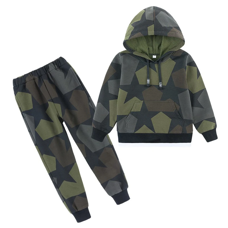 Boy Tracksuit Clothes set Kids Spring&ampAutumn Cotton School Uniform Sport Camouflage Suit Boys Clothing Sets 4 6 8 10 12 year | Детская