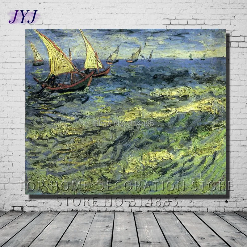 Рыбалка лодки на море 1888 от Винсента Ван Гога Высокое качество известная ручная