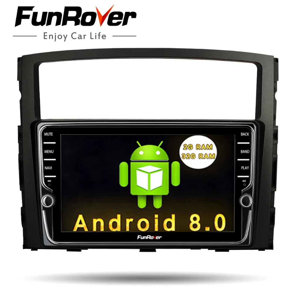 Funrover ips Android8.0 2 din Автомобильный мультимедийный стерео dvd-плеер для MITSUBISHI Pajero V97 V93 2006- навигация видео gps Navi