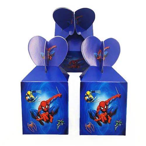 Candy box 6pcs Человек-паук с днем рождения украшения Дети одноразовые посуда тарелка скатерть чашки, ребенок, душ партия поставок пользу - Цвет: Candy box 6pcs