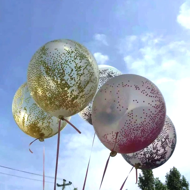 5 шт./лот большое Золотое наполнение воздушные шары конфетти 12 дюймов белые