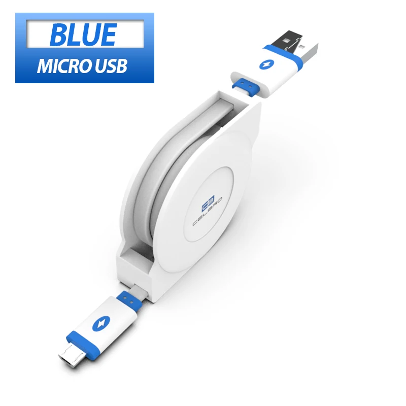 blue cable Выдвижной микро Usb кабель для зарядки Android для huawei P8 Lite samsung J2 J5 J7 Prime 2, адаптер зарядного устройства для мобильного телефона - Тип штекера: blue cable