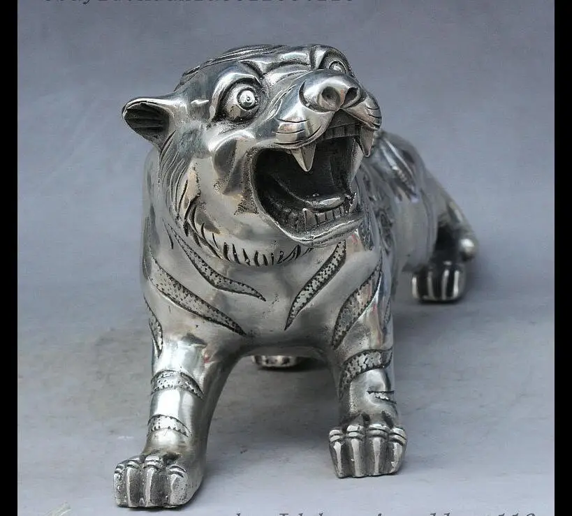 Китайская статуя фэн-шуй из серебра богатство монета Знак зодиака тигр |