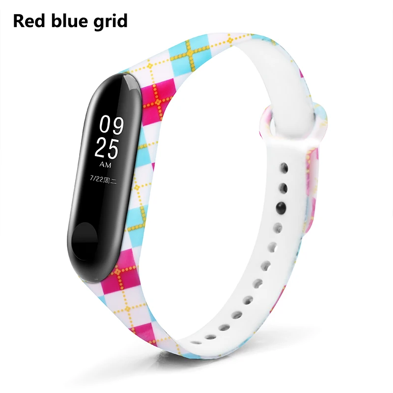 Red blue grid BOORUI ремешок Miband 3 pulsera удобный mi band 3 ремешок различные умные аксессуары ремешок для xiaomi mi band 3 браслет - Цвет: Red blue grid