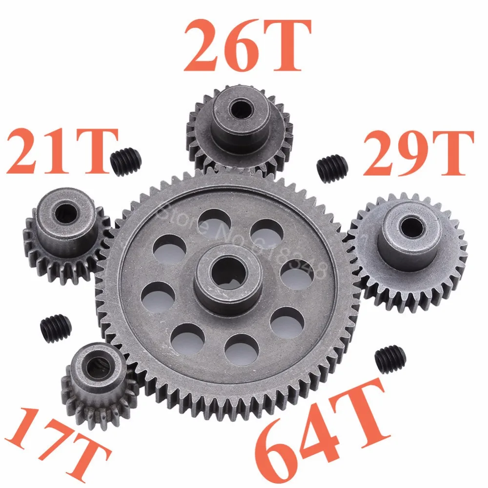 

11184 Steel Metal Spur Diff Main Gear 64T Motor Pinion Gears 17T 21T 26T 29T 11189 11176 11181 11119 For RC HSP Redcat RC Truck