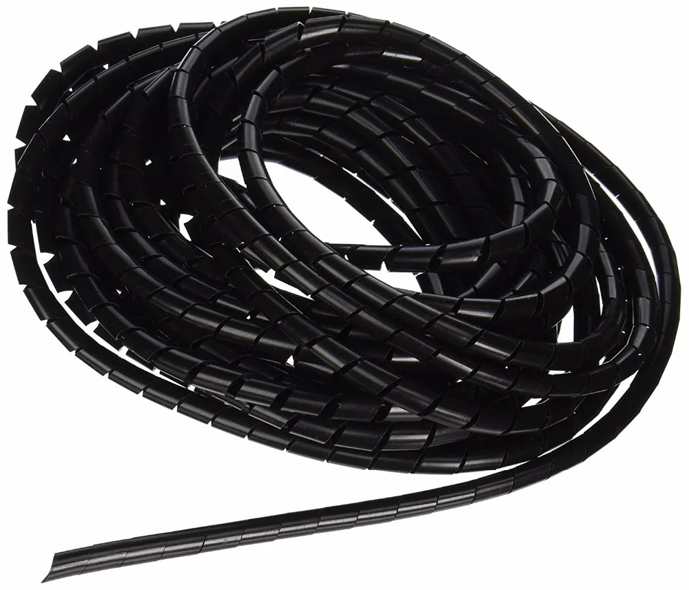 

6 мм наружный диаметр 10 м спиральный кабель с полиэтиленовой Оплеткой Провод обертывание трубы черный