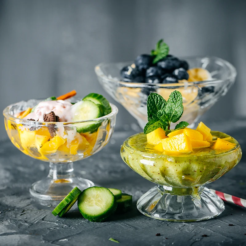 Креативный Кубок, чаша для мороженого, стеклянная чашка для сока, десерта, безопасная Бессвинцовая стеклянная чаша для десерта, стеклянная чаша для салата, посуда