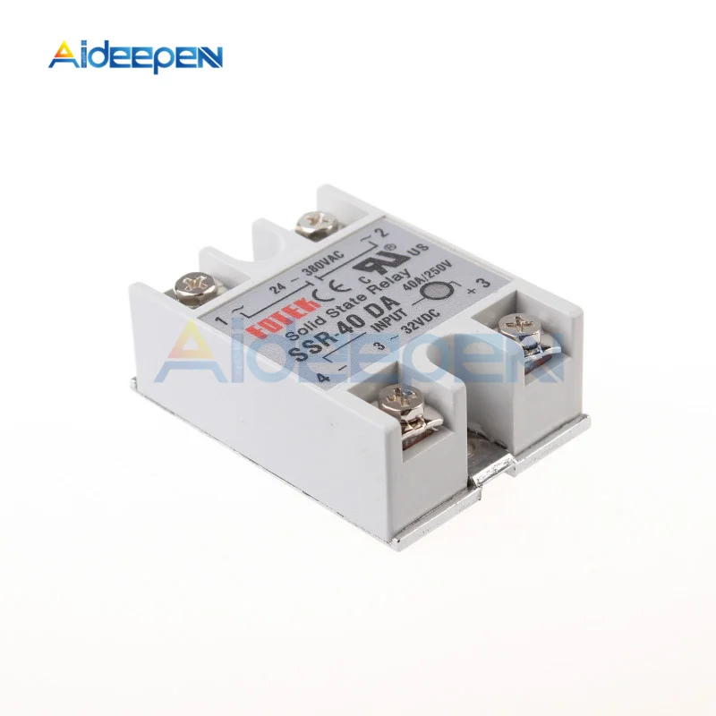 1 шт. твердотельные реле SSR-40DA SSR-50DA SSR-60DA SSR-75DA 40A 50A 60A 75A 3-32 В постоянного тока в переменный 24-380V переменный ток, полупроводник реле SSR 40DA
