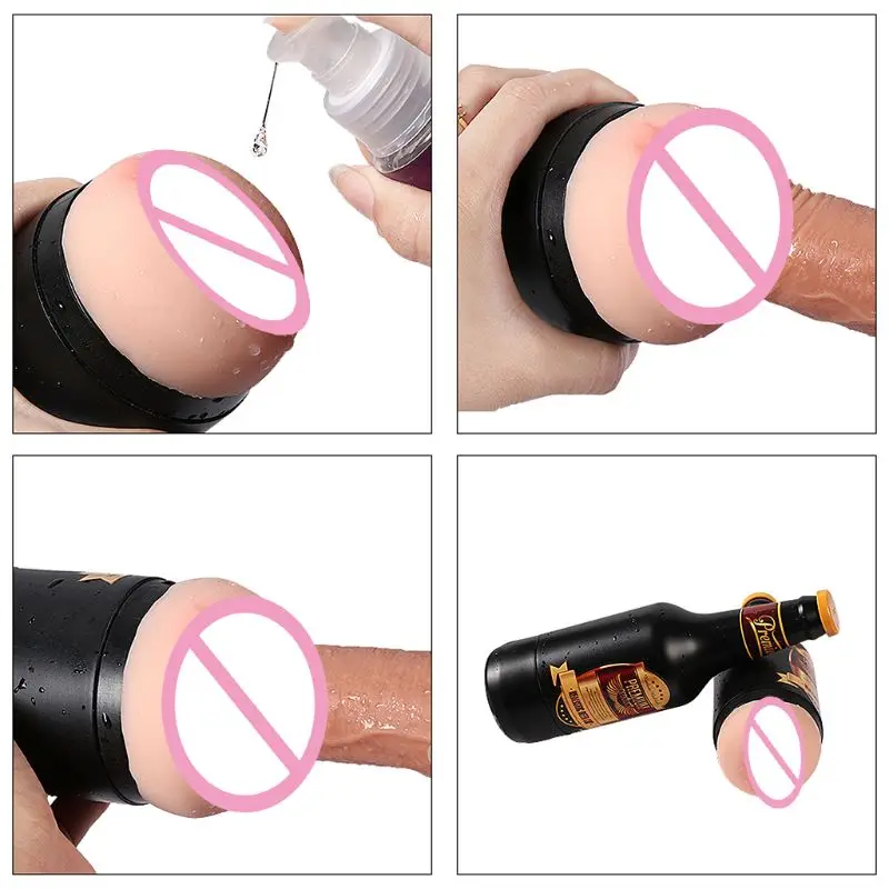 Male Beer Bottle Masturbators Cup Realistic Textured Pocket Stroker Vagina Pussy Men Masturbation Adult Sex Toy | Красота и здоровье