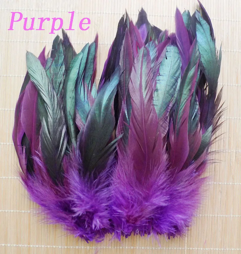 Purple Горячая распродажа! Натуральный цыпленок фазана 100 шт 13 цветов красивый петух перо 12,5-20 см/5-8 дюймов DIY ремесло украшение - Цвет: Purple