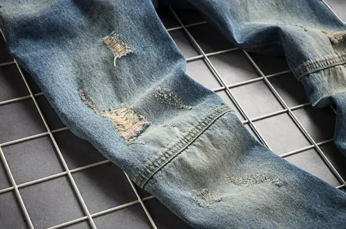 

Hip-hop tide male jeans nine pants trousers overalls washed nostalgic Japanese retro youth short-sleeved jacket set