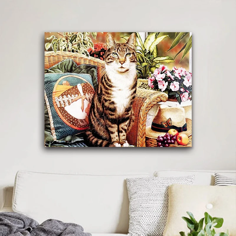Diy Раскраска по номерам акварельные животные милые кошки и цветы краски по номерам с краской цвета
