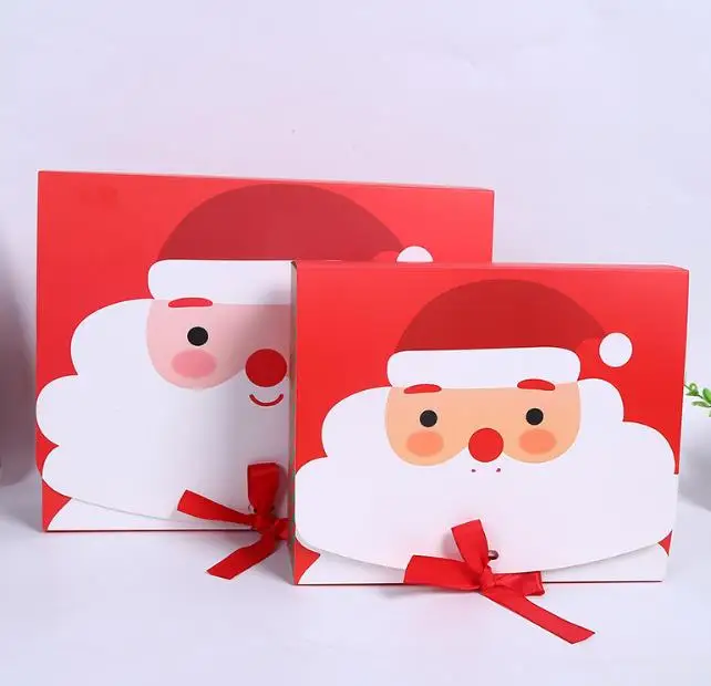 

Unique Christmas Eve Big Gift Box Santa & Fairy Design Papercard Kraft Present Party Favour Activity Box red green wrap
