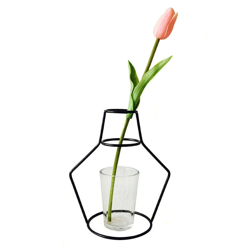 Home Party Decor Creative Vase Abstract Black Lines Minimalist Abstract Iron Vase Dried Flower Vase Racks Flower Ornaments