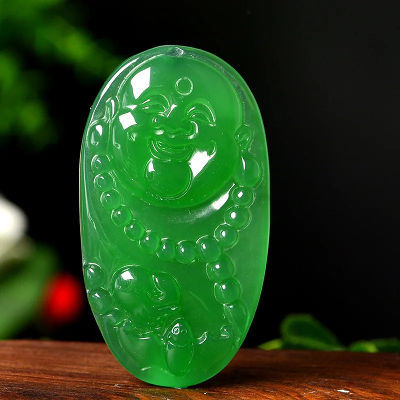 Натуральный подлинный женский зеленый агат халцедон будда нефрит зеленая