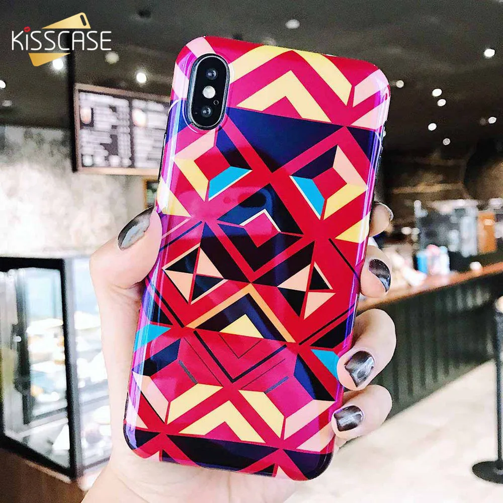 KISSCASE цветной чехол для телефона iPhone XR XS MAX X 7 Plus 8 IMD решетка мягкий 6 6S Модный |
