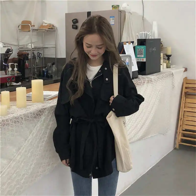

HziriP Jackets Women 2018 New Korea Autumn Overcoat Women's Solid Pockets Fashion Single Breasted Casual Female Outwear Coat