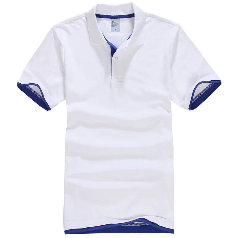 white blue Новая модная мужская рубашка Поло летняя Горячая Повседневная однотонная мужская рубашка поло из хлопка с отложным воротником женские рубашки-поло - Цвет: white blue