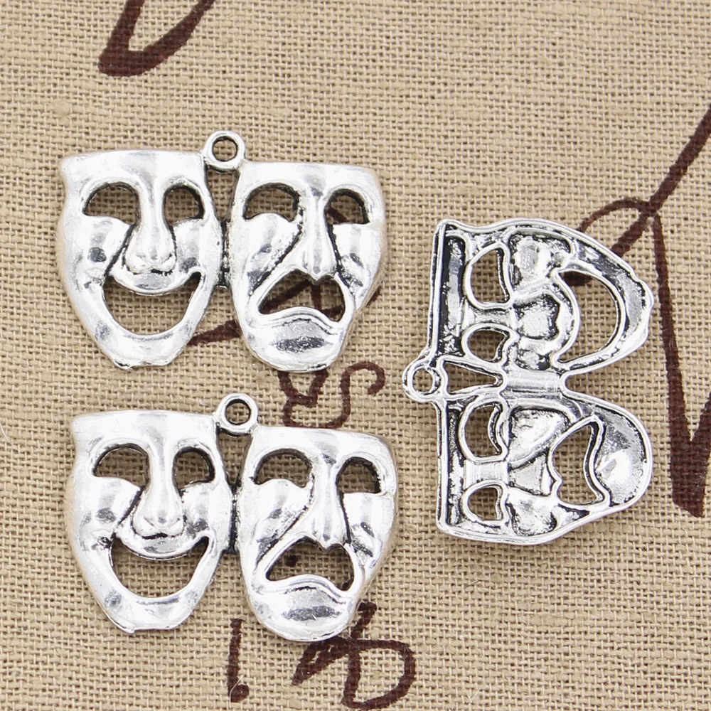 

6pcs Charms Comedy Tragedy Smile Cry Masks 31x23mm Antique Making Pendant fit,Vintage Tibetan Bronze,DIY Findings Jewelry