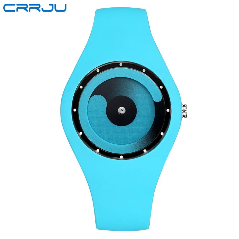 blue CRRJU модные Relogio мужские часы спортивные студенческие часы нейтральные силиконовые часы наручные часы Новые водонепроницаемые Relogio Masculino - Цвет: blue