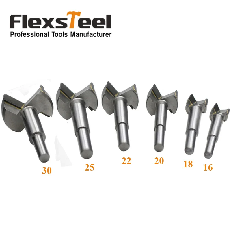 Flexsteel 6 шт./компл. YG8 сверло форстнера по дереву сверло набор коронка по дереву Деревянный Резак Dia. 16/18/20/22/25/30 мм