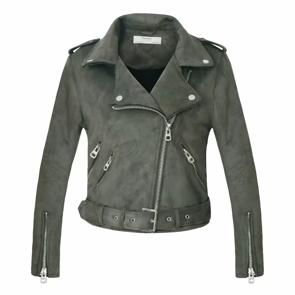 Faux Leather Jackets Sash Lady Matte Motorcycle Coats Biker Zippers Street Outwear 2021 Women Autumn Winter Thick Fake Suede | Женская