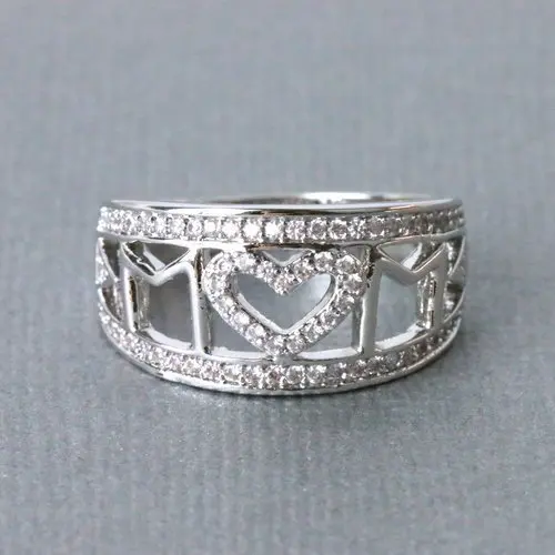 Hot Sale Mother's Day Gift Stamped Letter MOM for Mom Rings Gold Plating White Gold/Gold/Rose Color Zircon Heart Ring | Украшения и