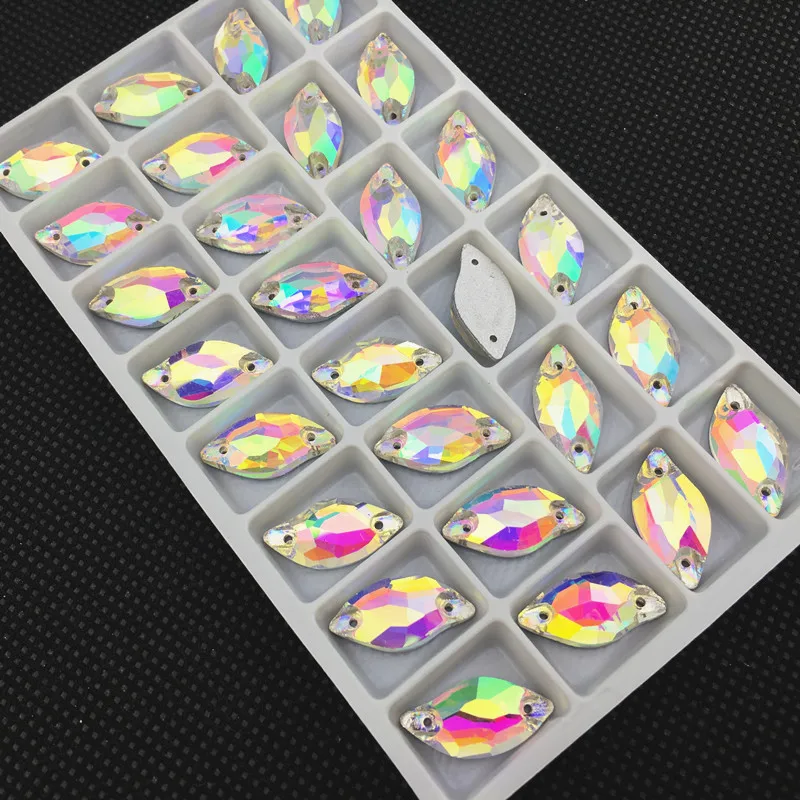 Clear/AB Beauty Fish пришивные стразы с бриллиантовыми листьями Стразы шьют на камнях для